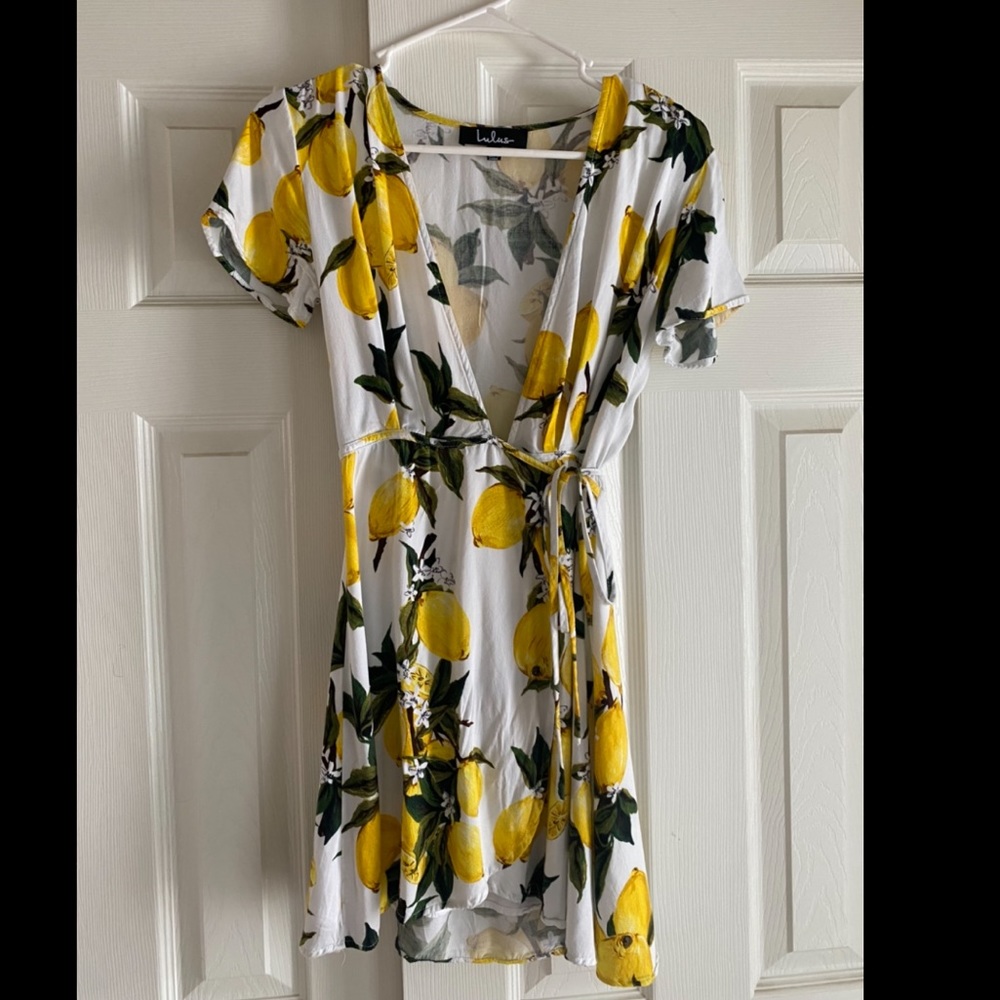 Lulu’s Lemon Print Wrap Dress